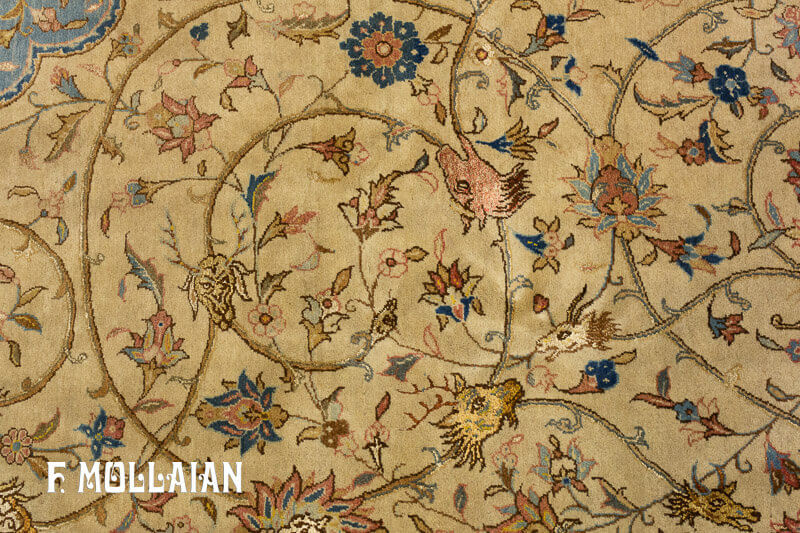 Antique Persian Qum Kurk Wool Part Silk Rug n°:67085658